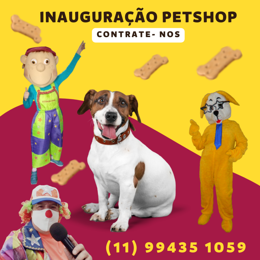 Mascote de cachorro para inauguração